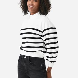 Frame Denim Black and White Striped Sweater
